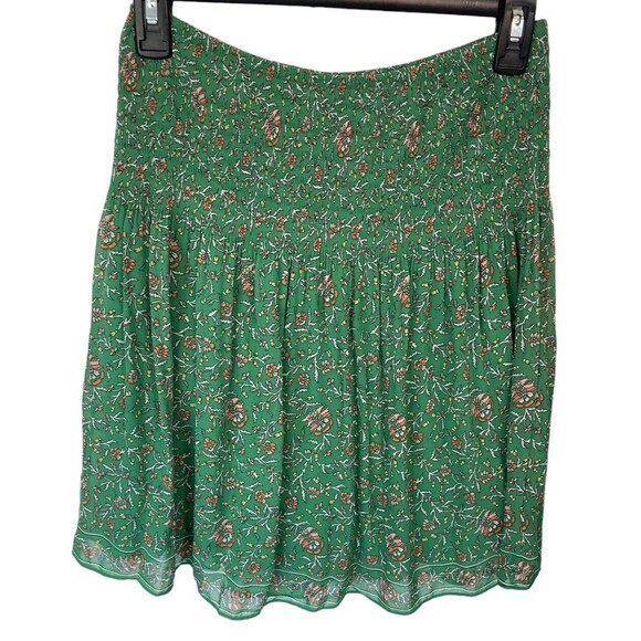 Max Studio Green Floral Skirt Size‎ XS Ruched Waist - Picture 5 of 5